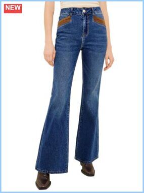 Women's High Rise Flare Bell Bottom Jeans Stretch Denim Pants